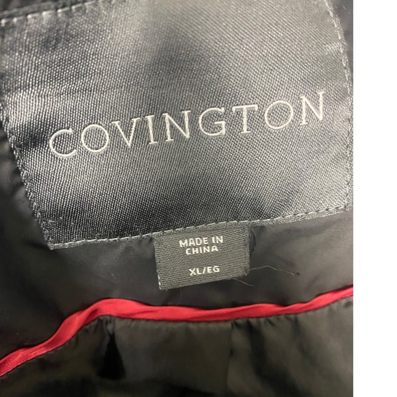 Quilted Hooded Parka Coat Women's Gray Full Zip Pockets Winter covington - Picture 4 of 5